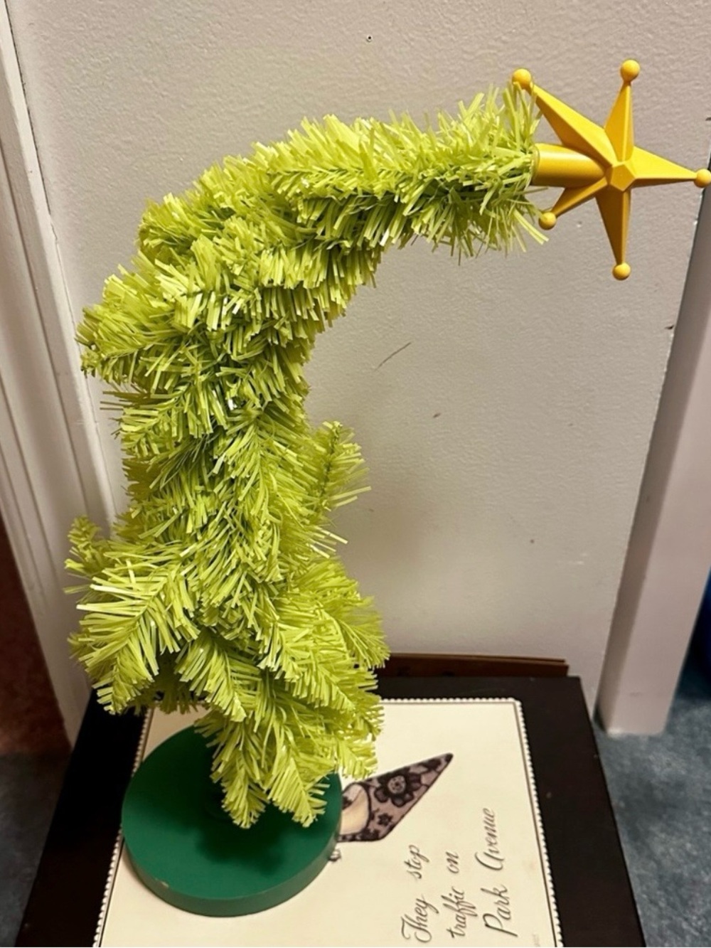 Lime Green The Grinch Holiday Tree with Yellow Star Topper